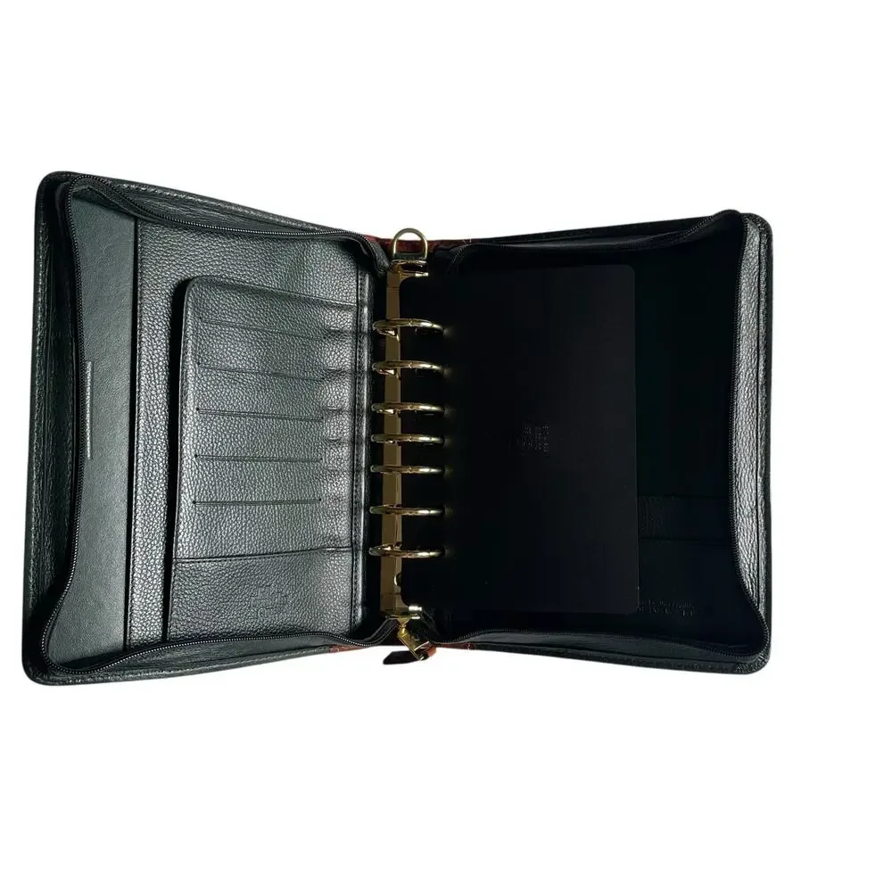 Franklin Quest Verona Leather 7-Ring Planner Binder Green Brown Made in USA